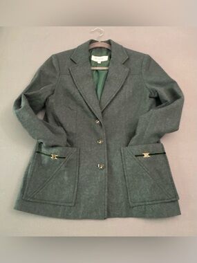 Vintage Avignon Preppy Dark Green‎ Women's Wool-Blend Tailored Blazer Jacket
